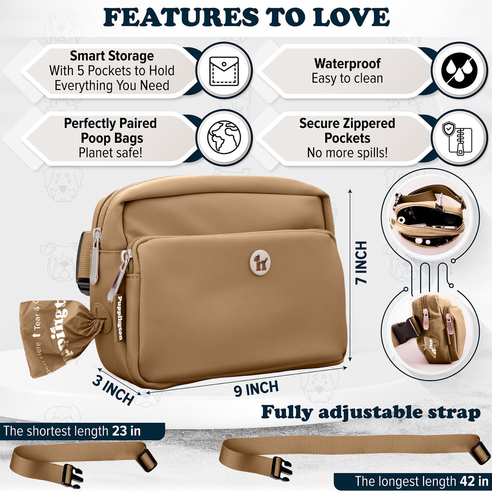 Puppington 3-in-1 design easily transitions from crossbody to belt bag.
