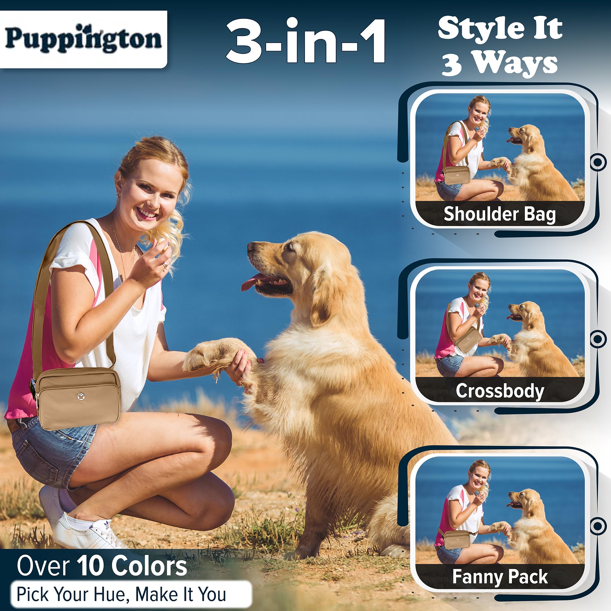 Puppington treat pouch easy-clean pocket for quick rewards during training sessions.