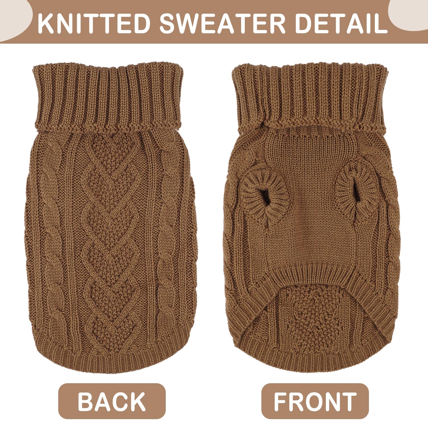 Puppishy dachshund sweater side view highlights soft acrylic fabric and elastic fit.