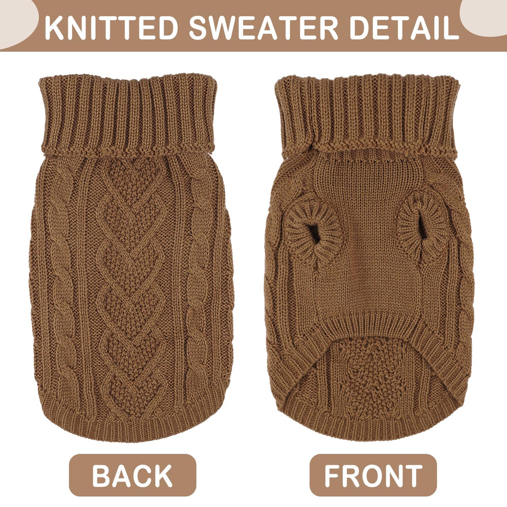 Puppishy dachshund sweater side view highlights soft acrylic fabric and elastic fit.