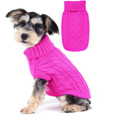 Puppishy dog-sweater rose front view keeps tiny dogs warm with cute style.
