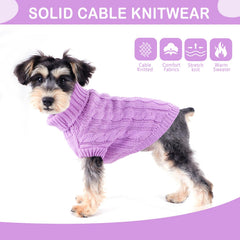 Puppishy Knitted Dog Sweater fabric close-up emphasizes soft acrylic and elasticity.