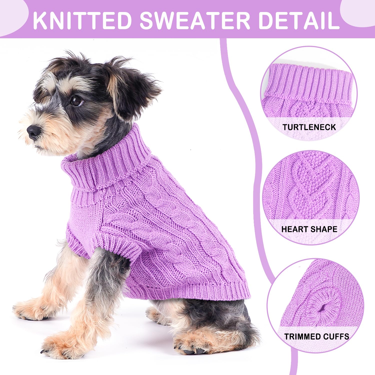Puppishy Knitted Dog Sweater heart-pattern back adds playful style and warmth.