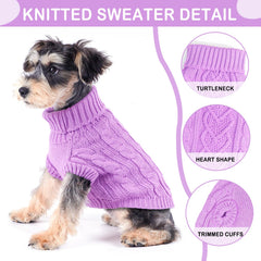 Puppishy Knitted Dog Sweater heart-pattern back adds playful style and warmth.
