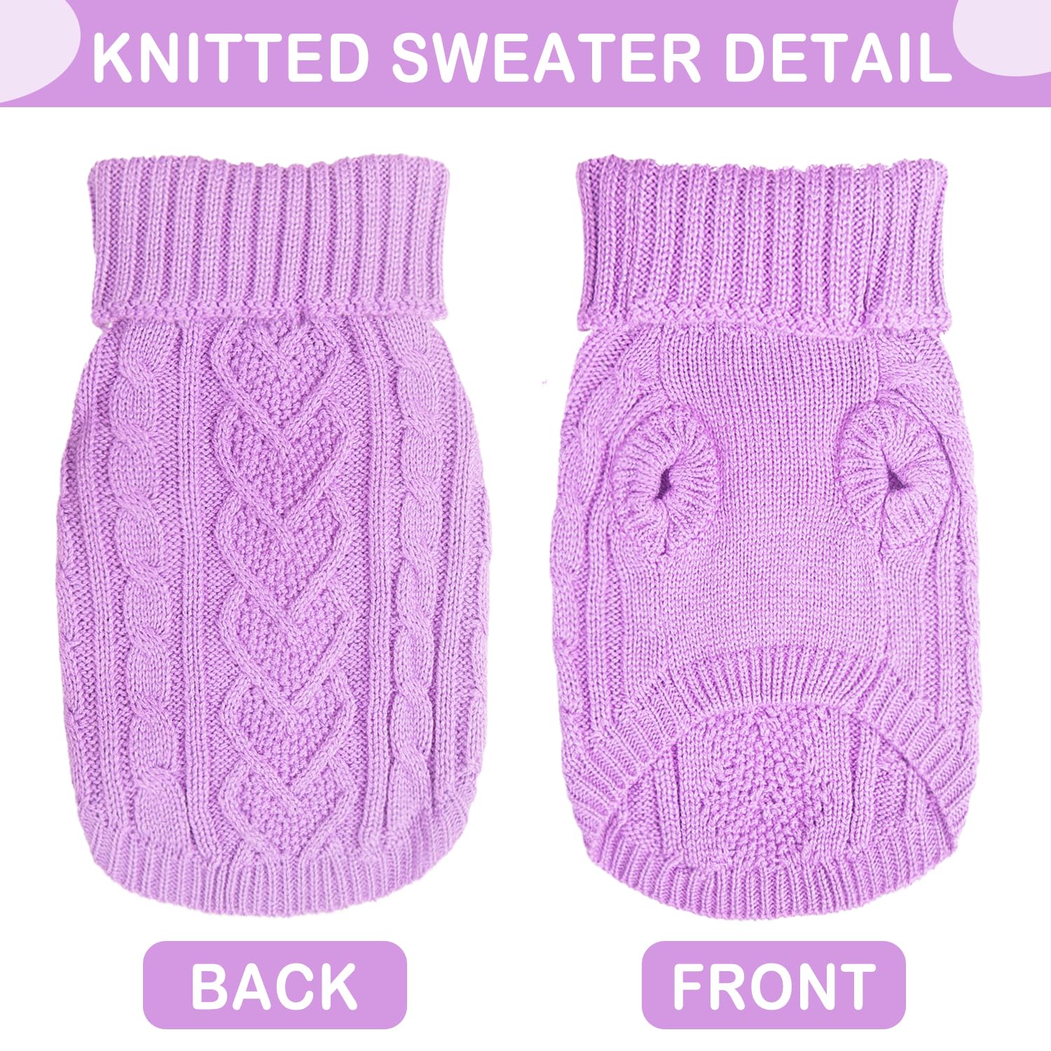 Puppishy Knitted Dog Sweater rose-red back view offers versatile everyday wear.