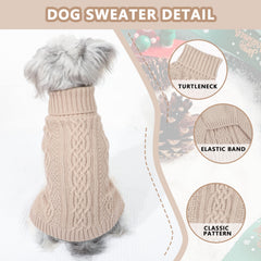 Puppishy small dog sweater beige back pattern showcases stylish knit for chilly walks.