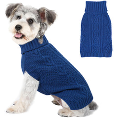Puppishy small dog sweater navy blue front view keeps your pup warm during winter walks