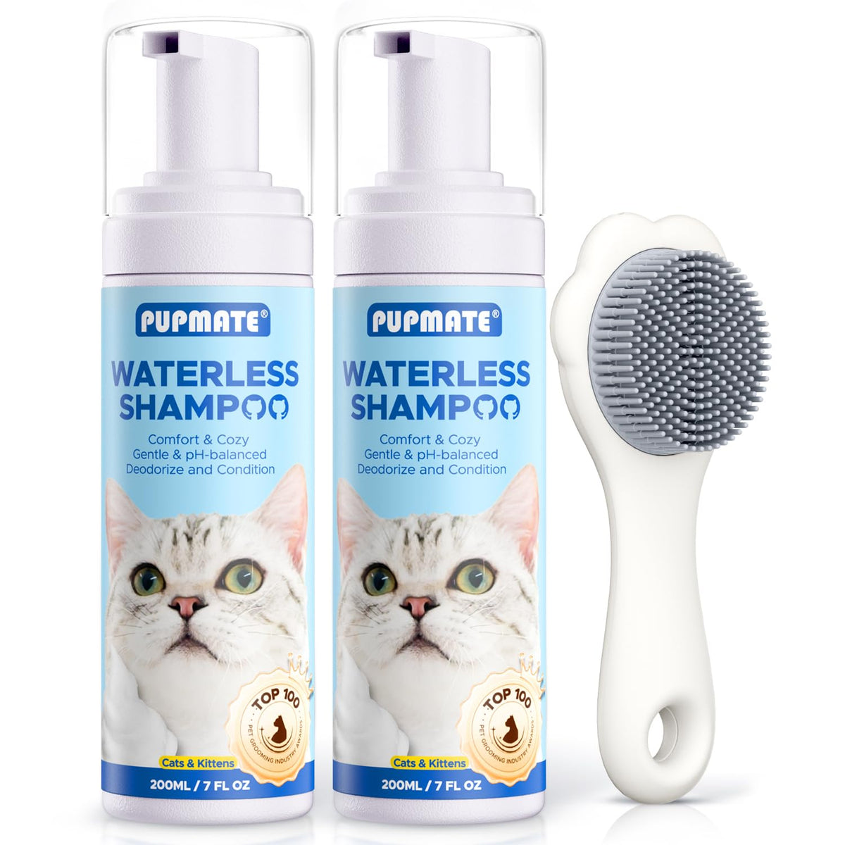 PUPMATE waterless cat shampoo bottle front for stress-free baths