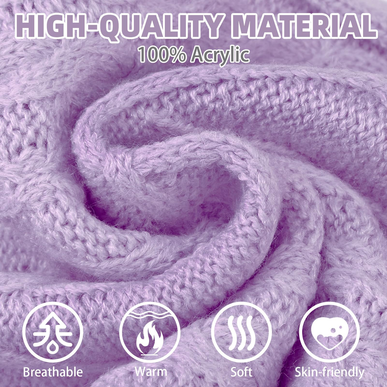 PUPTECK cozy-knit detail close-up emphasizes soft acrylic fabric and classic twisted pattern