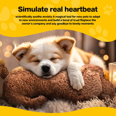 PUPPY KNOW heartbeat-toy-crate-use shows comforting aid during crate training sessions.