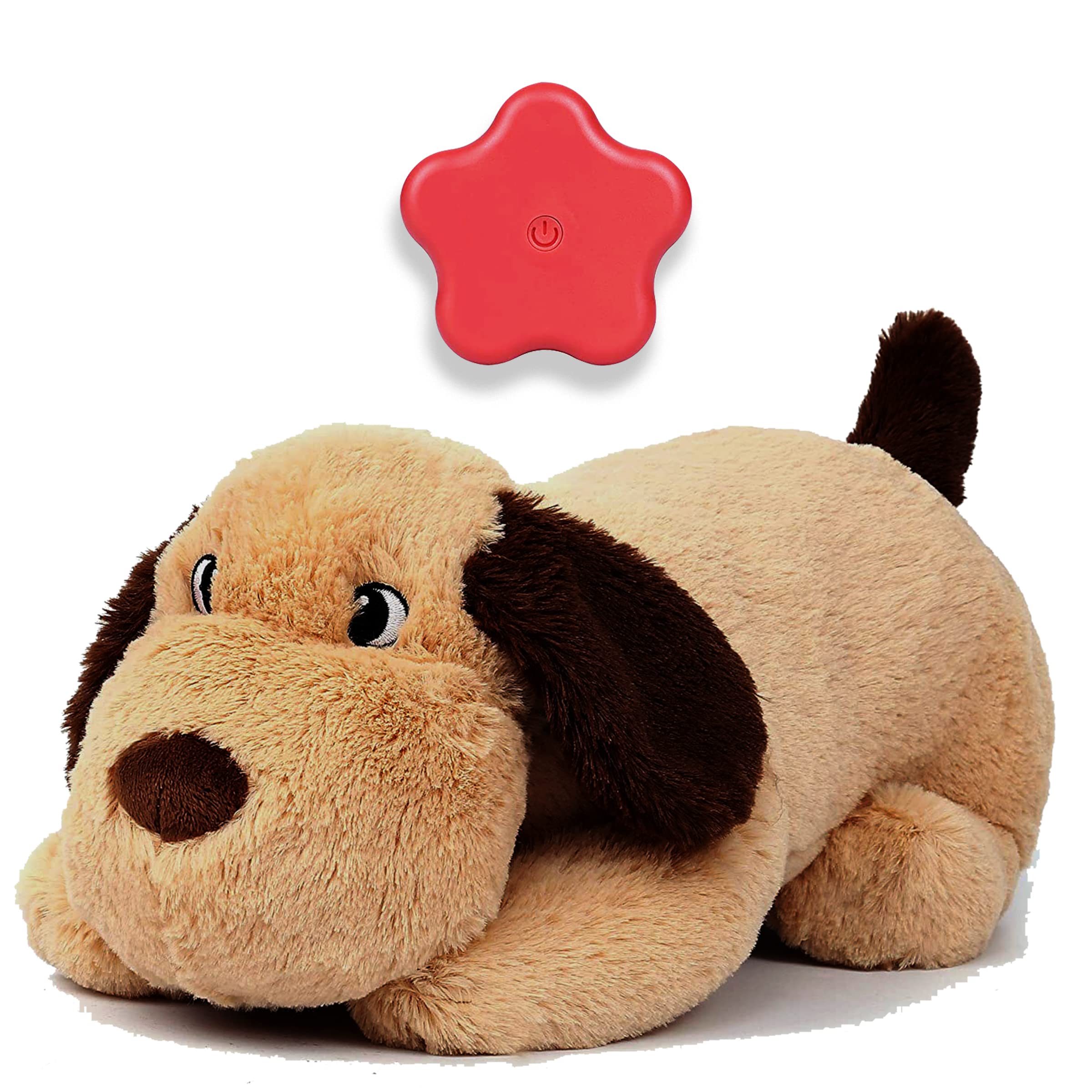 PUPPY KNOW heartbeat toy plush beige calms anxious dogs with soothing heartbeat sound
