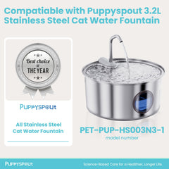 PuppySpout dual-layer filtration removes impurities to improve water taste.
