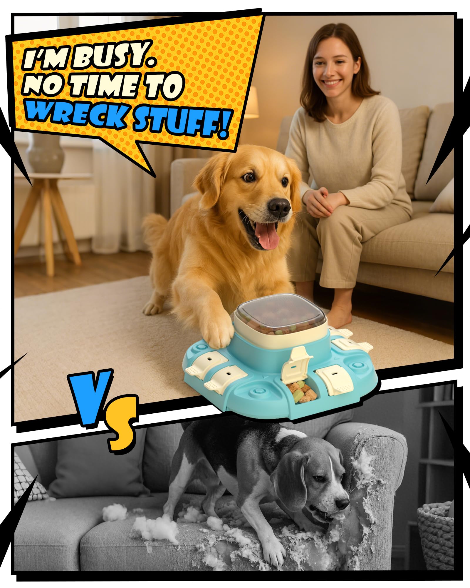 Puppyspout size-dimensions display showing dimensions for various dogs.