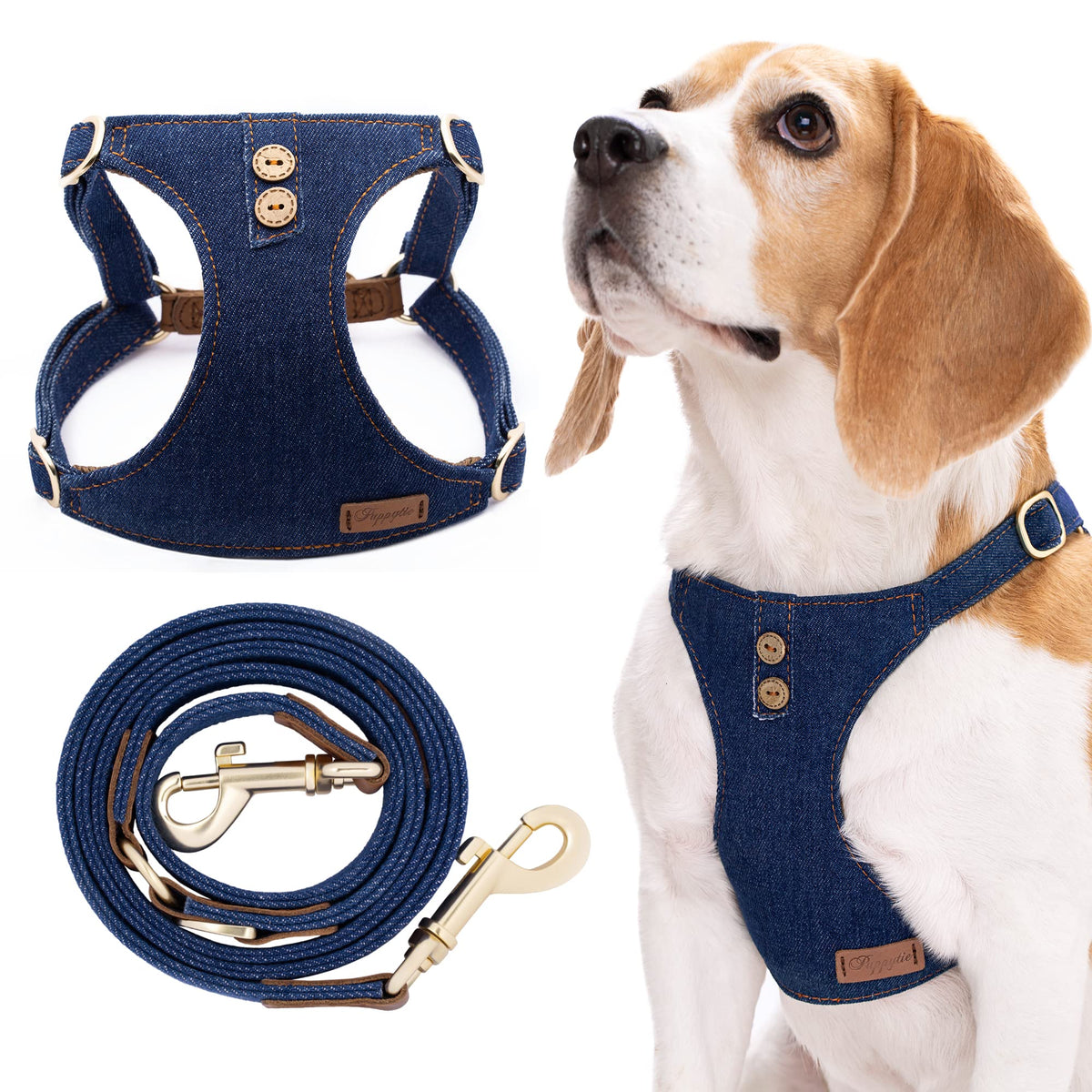 Puppytie dog harness medium blue vest adjustable for secure everyday fit.