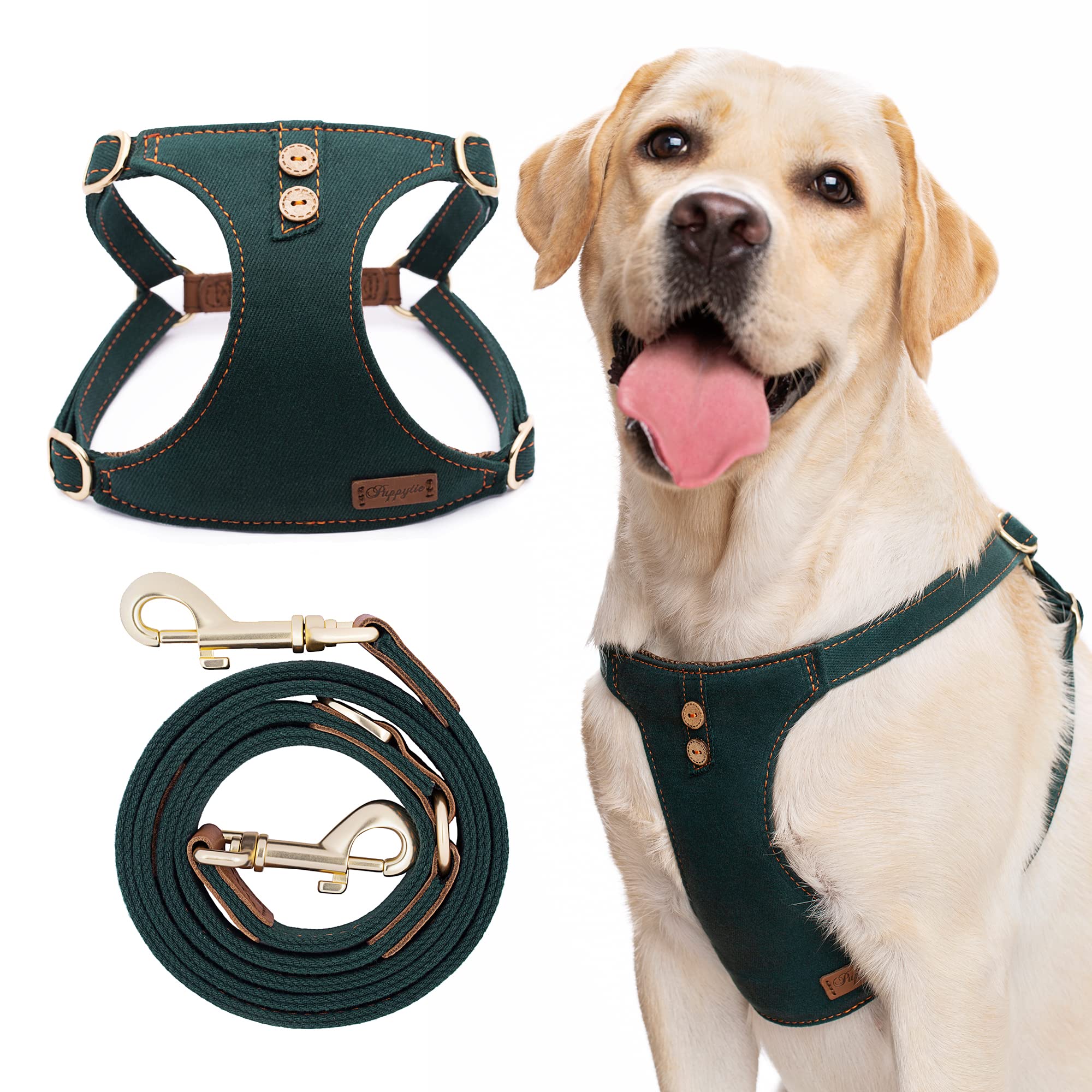 Puppytie dog harness soft-vest enables comfortable escape-free medium dog walks