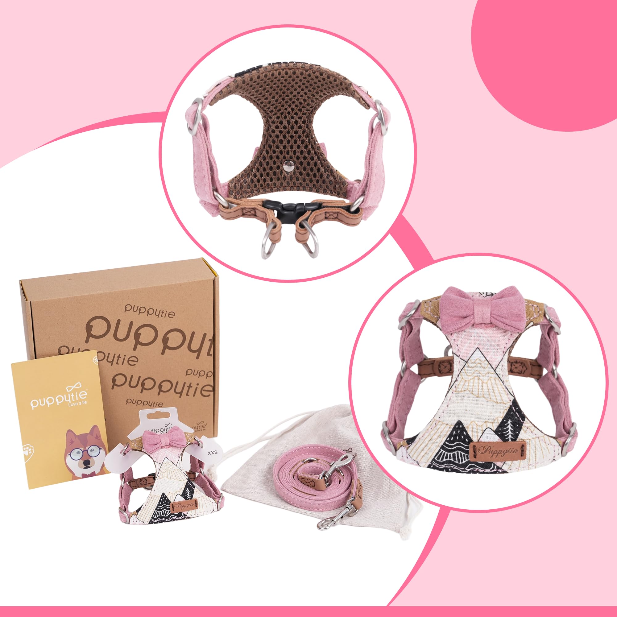 Puppytie No Pull XS soft breathable fabric protects skin comfort.