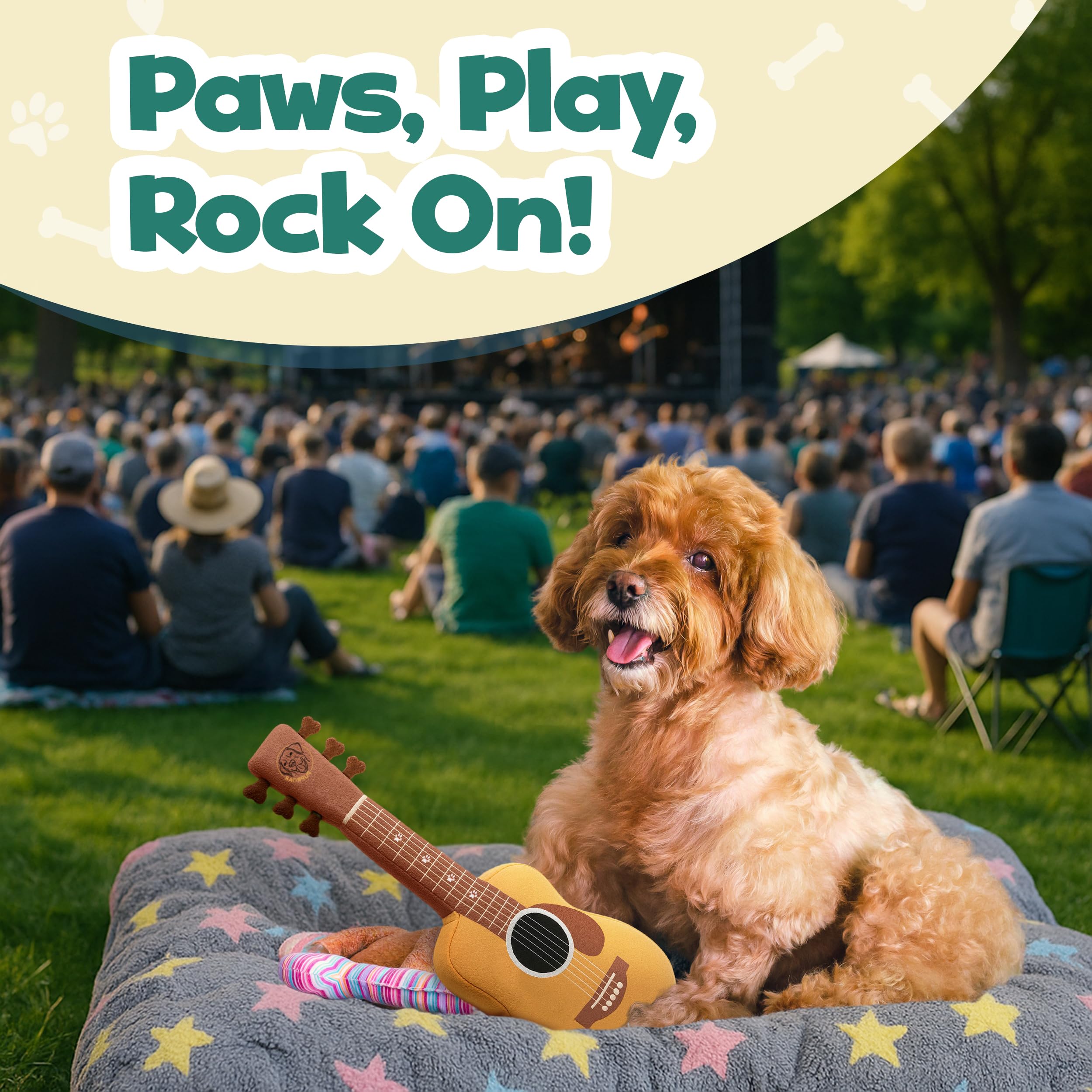 PUPROAR Acoustic Guitar Dog Toy durable plush for excited chewers
