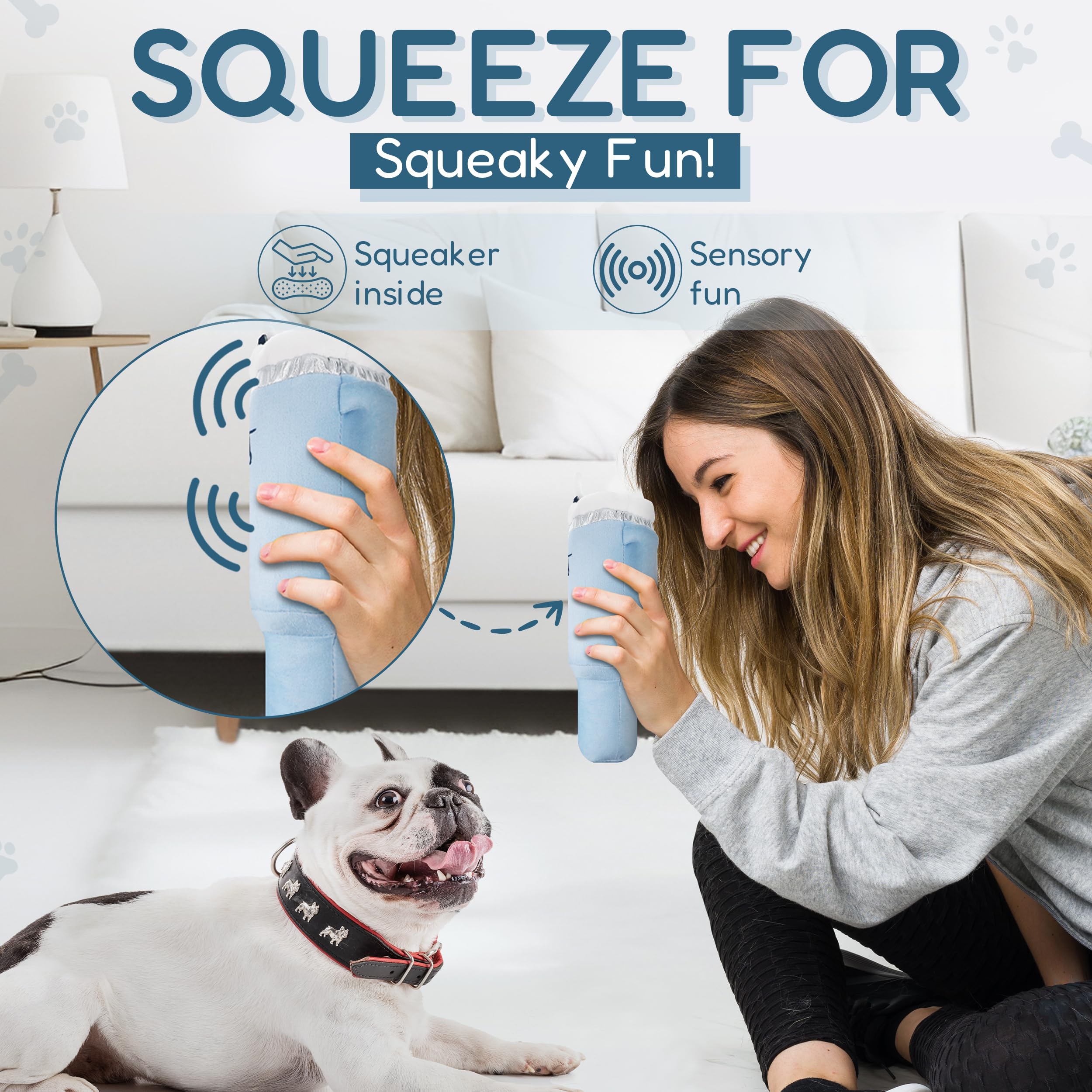 Juguete interactivo para perros, Pup Cup Tumbler, azul chambray.