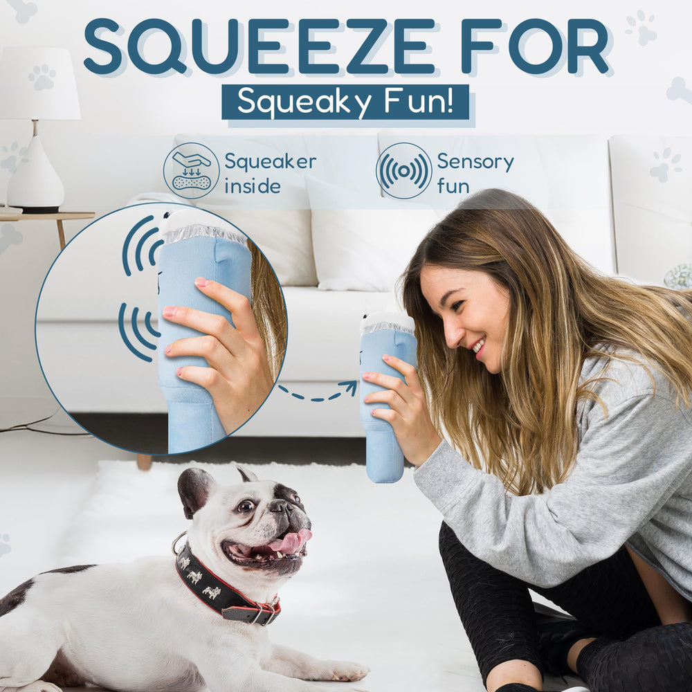 Juguete interactivo para perros, Pup Cup Tumbler, azul chambray.