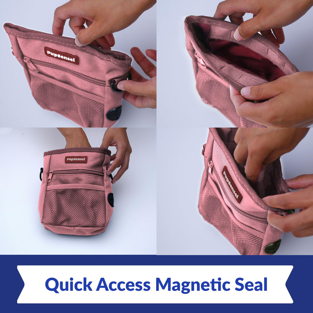 PupSensei adjustable strap and metal clip for belt or bag attachment.