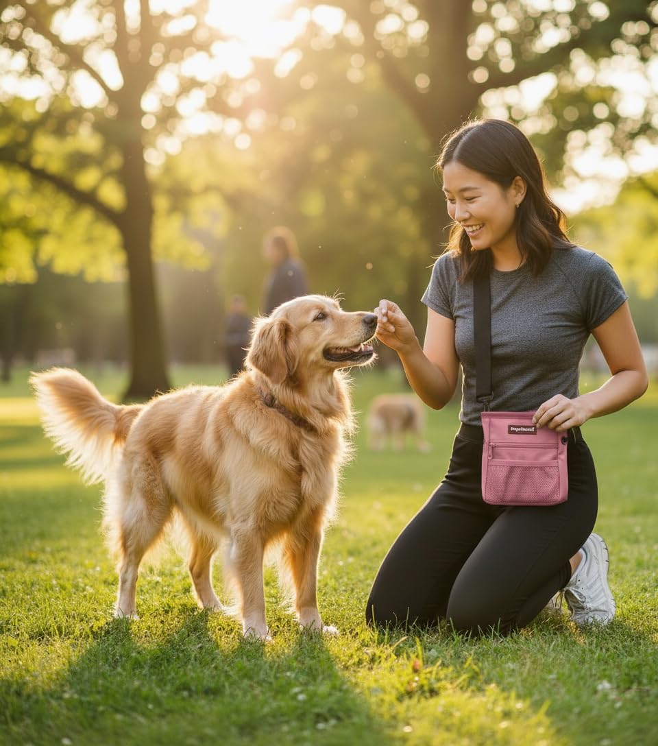 PupSensei treat pouch showing no-spill magnetic design keeping treats secure.