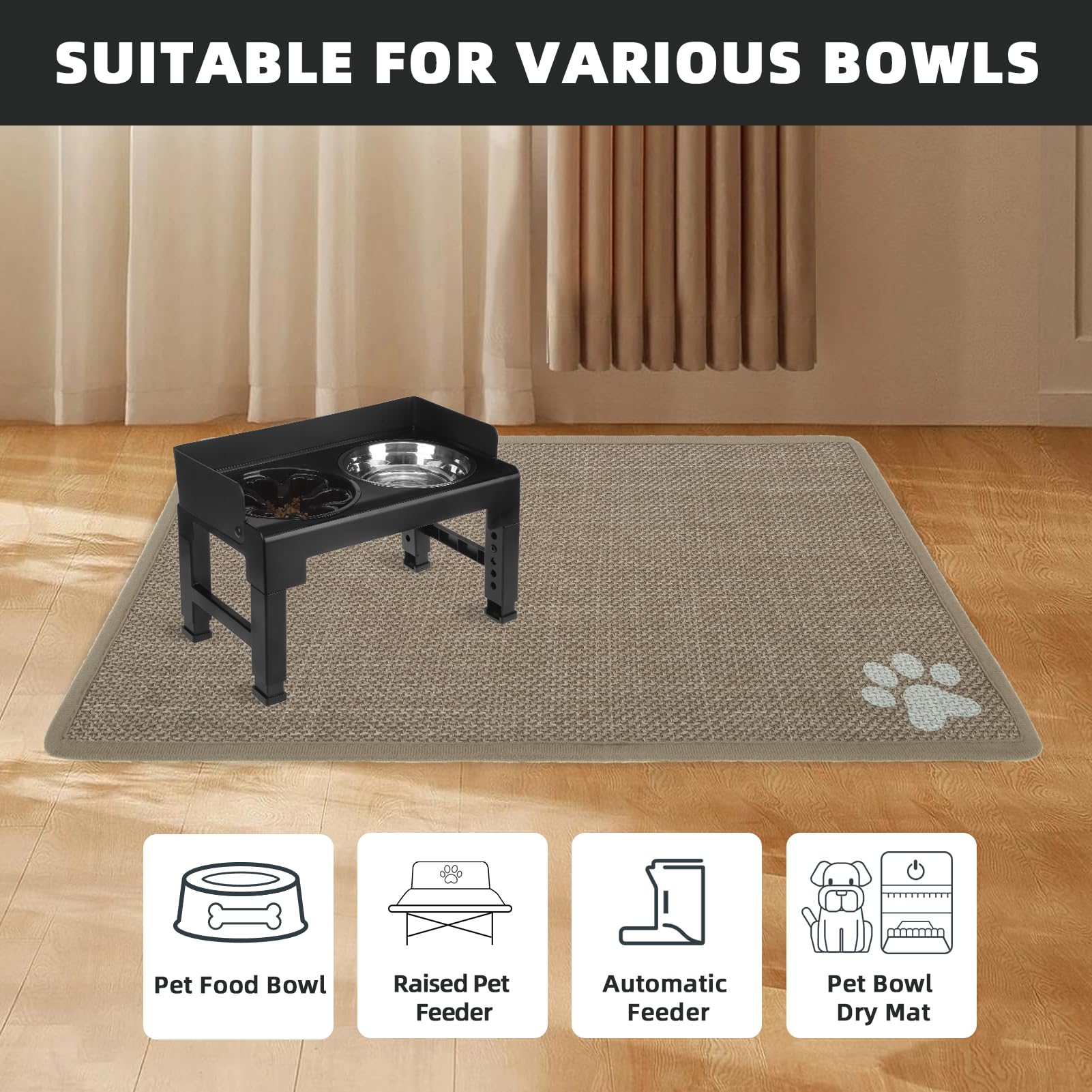 PUPTECK dog food mat durable hemp blend withstands active pets