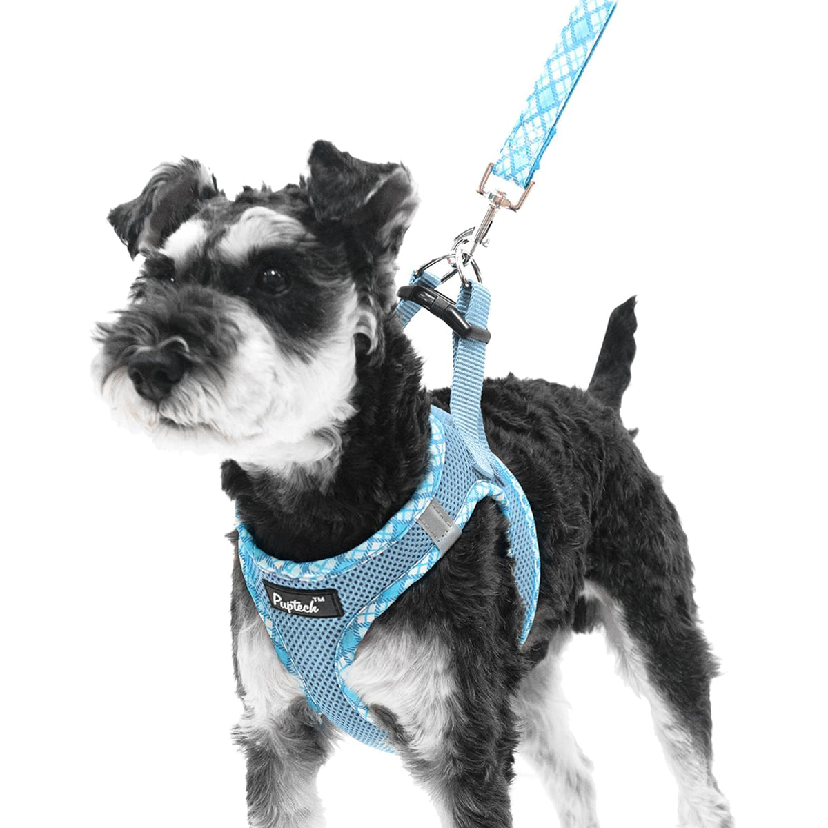 PUPTECK dog harness sky blue close-up for lightweight comfort.