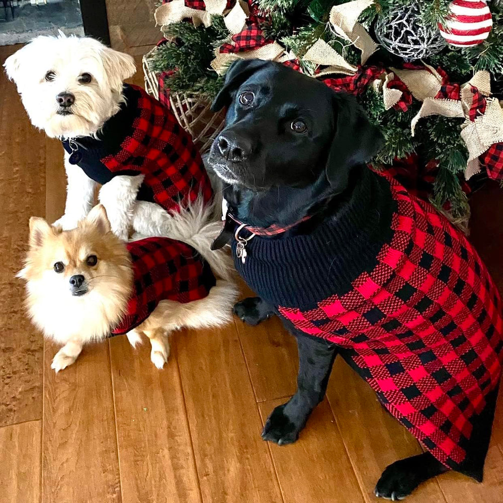 PUPTECK dog sweater classic plaid design lends festive appeal.