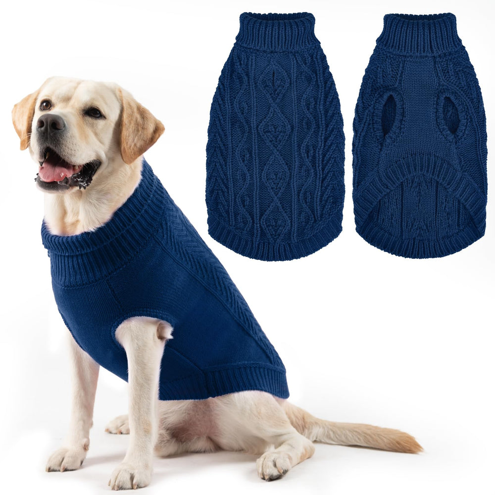 PUPTECK dog sweater front view showing warm knit for large dogs