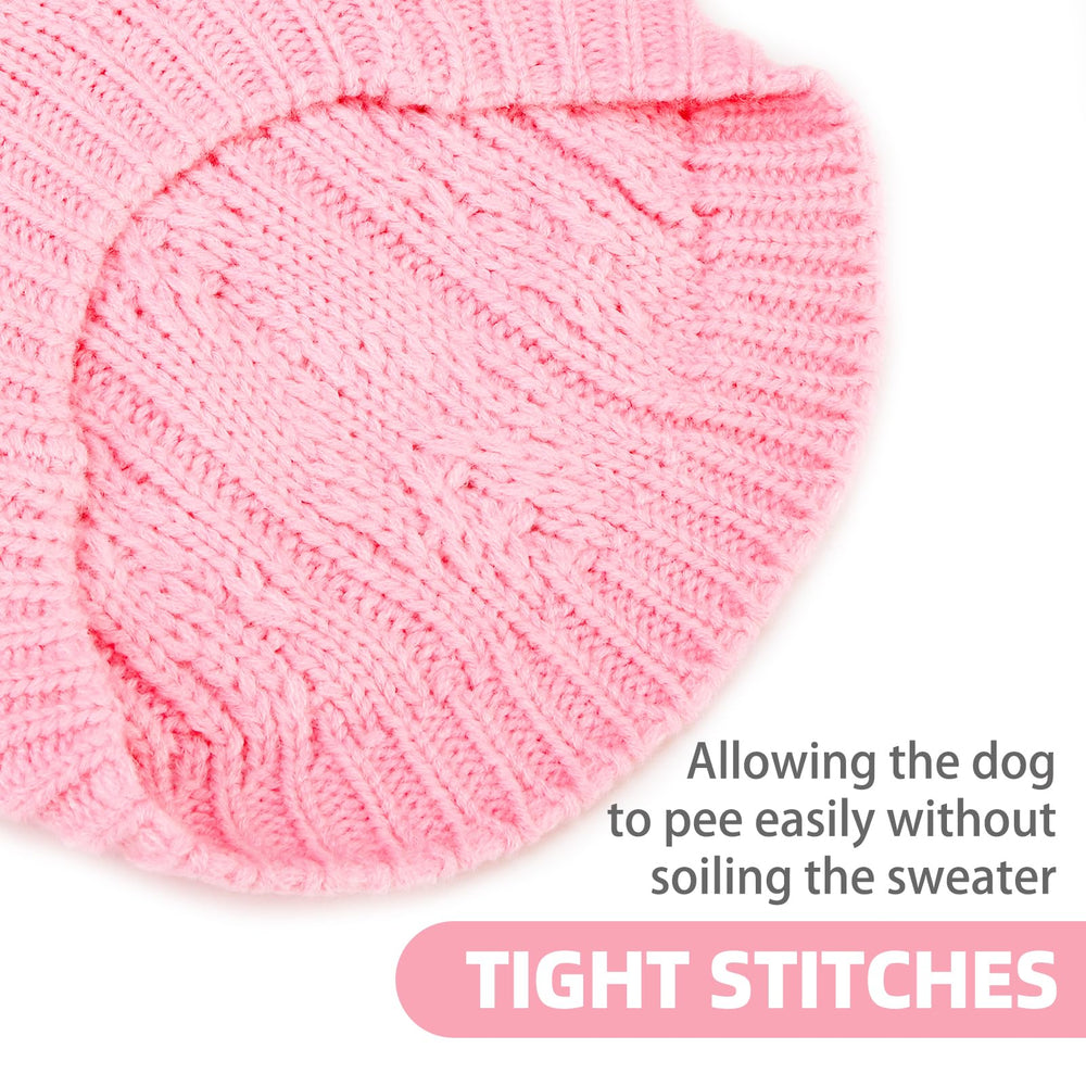 PUPTECK dog sweater pink high belly hem offers extra core warmth and easy potty breaks.