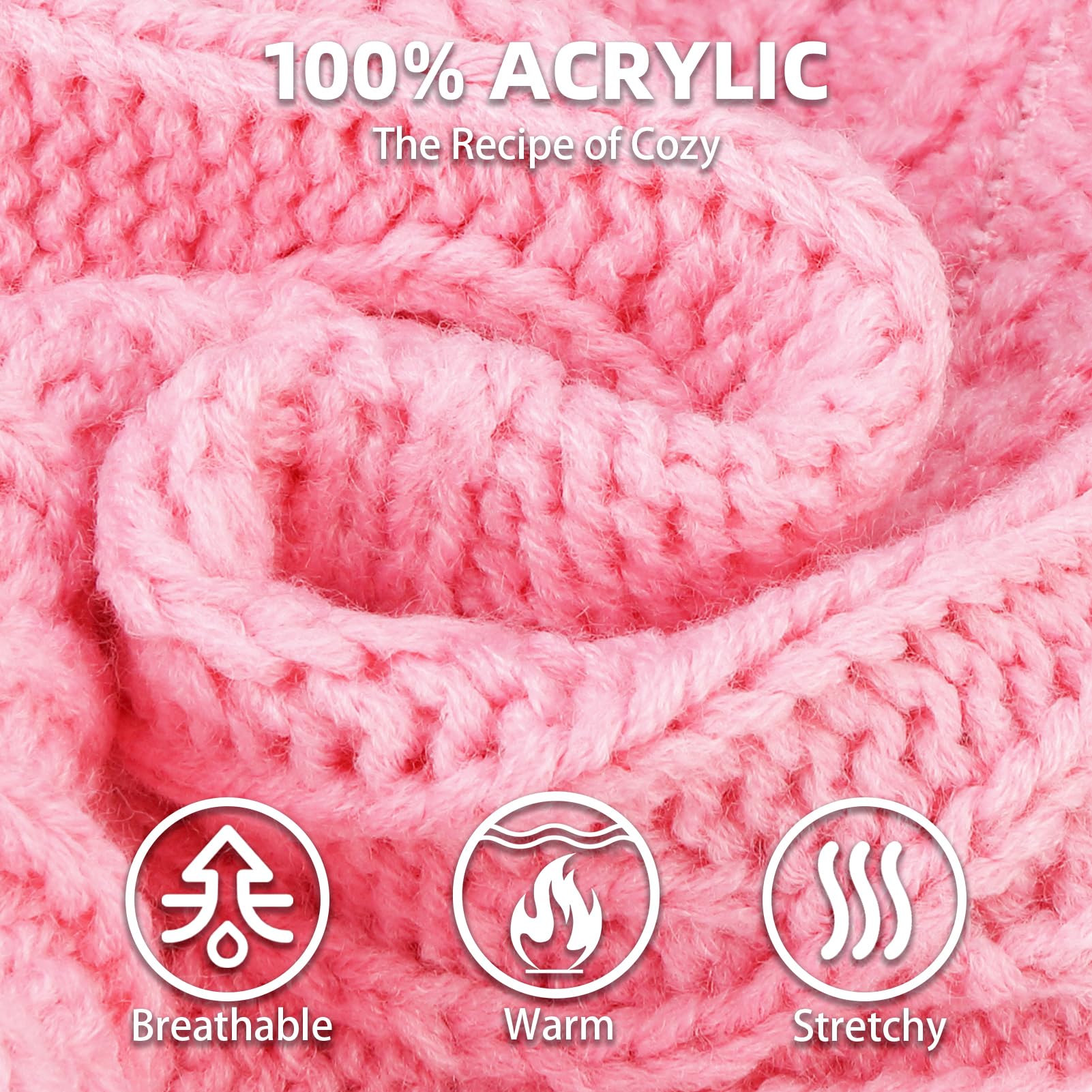 PUPTECK dog sweater pink knit texture highlights cozy, skin-friendly warmth for chilly days.