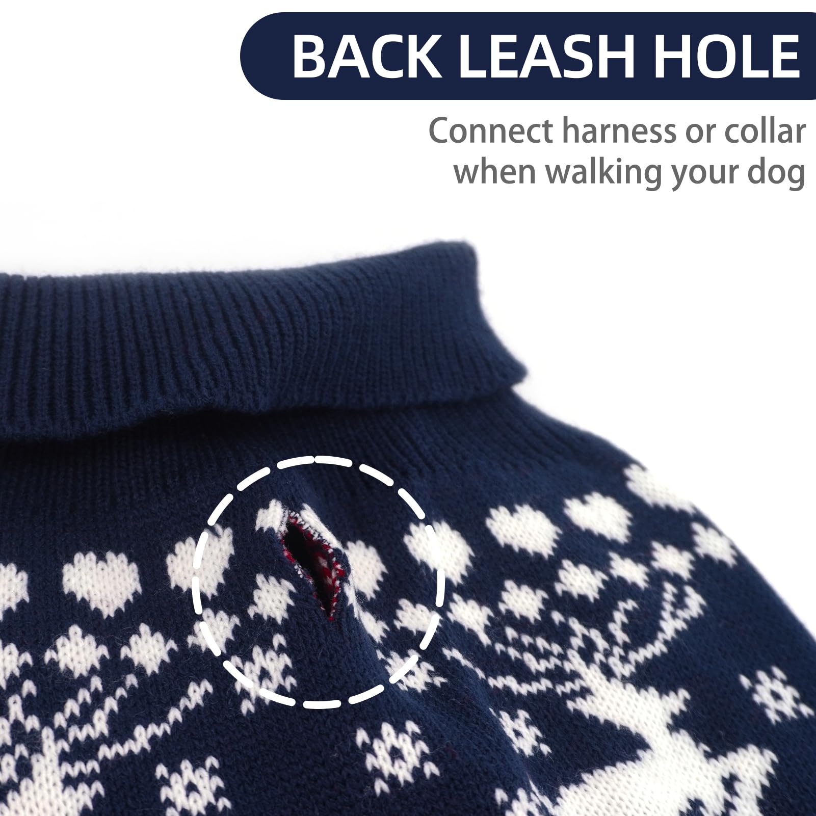 PUPTECK dog sweater with back traction opening for easy leash walks.