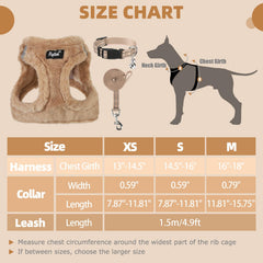PUPTECK harness-collar-leash set in khaki with reflective strips for safer night walks.