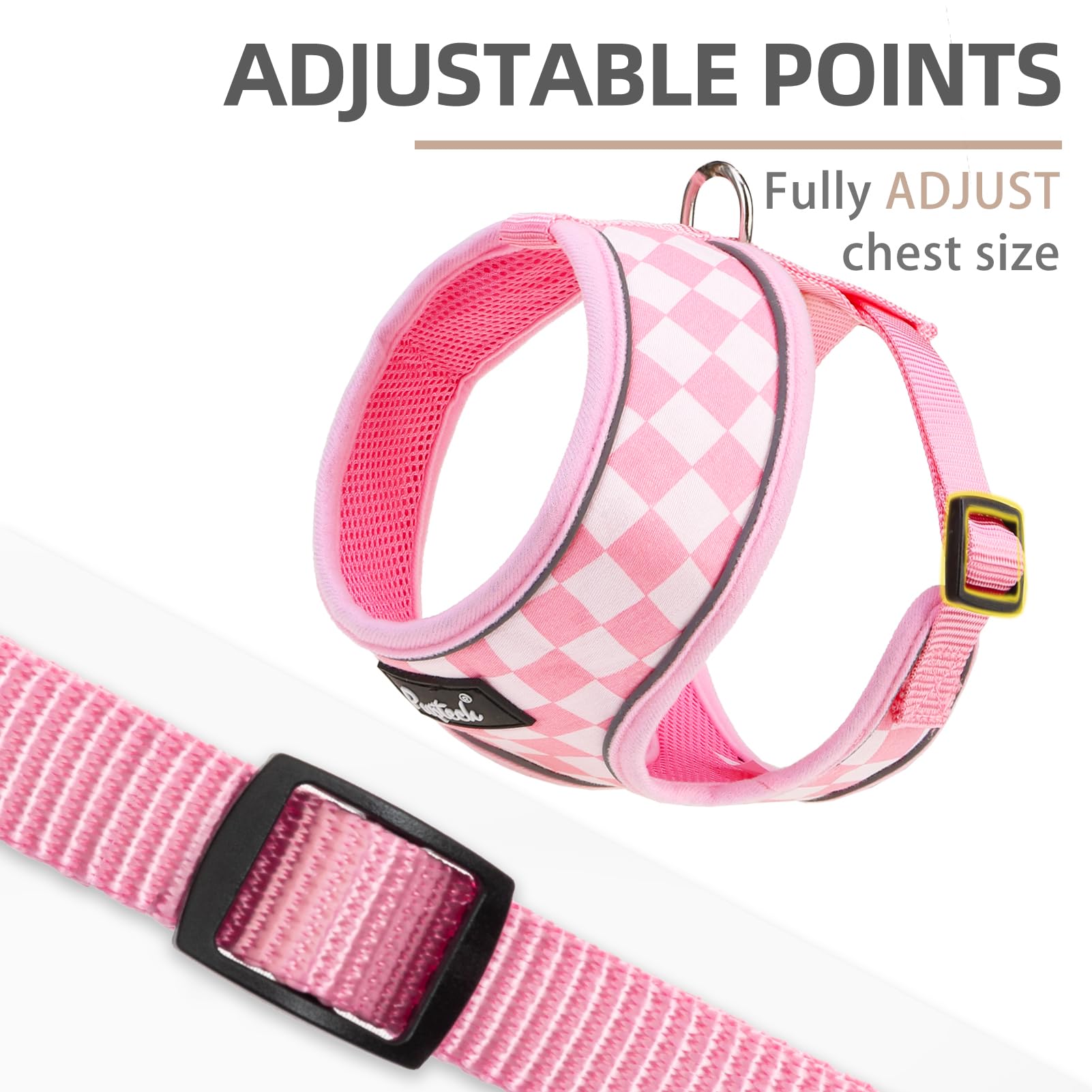 PUPTECK leash set with pink checkered pattern complements everyday outings