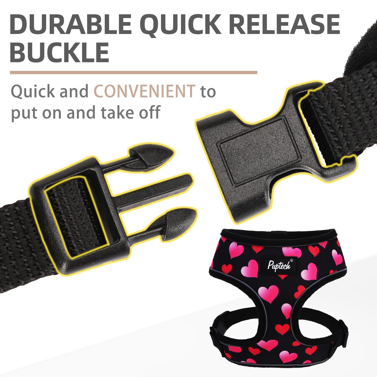 PUPTECK padded vest closeup highlights soft edge and no-pull design