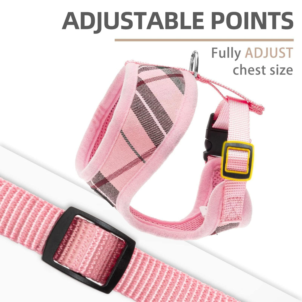 PUPTECK plaid-pattern harness close-up, stylish everyday wear.
