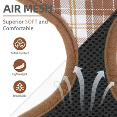PUPTECK plaid-pattern harness image emphasizes stylish, timeless look for everyday outings.