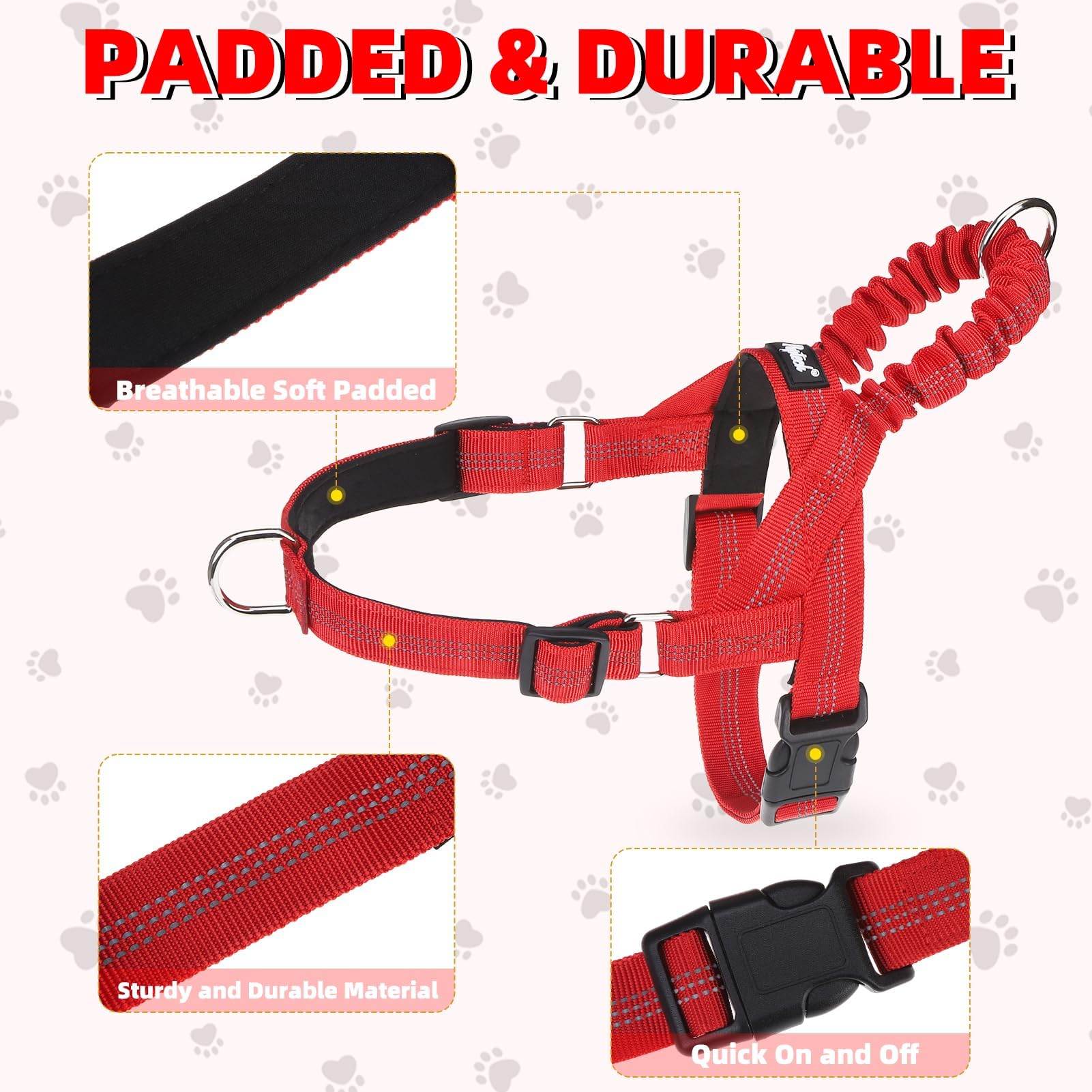 PUPTECK Quick-fit adjustable buckle enables easy on/off during activity