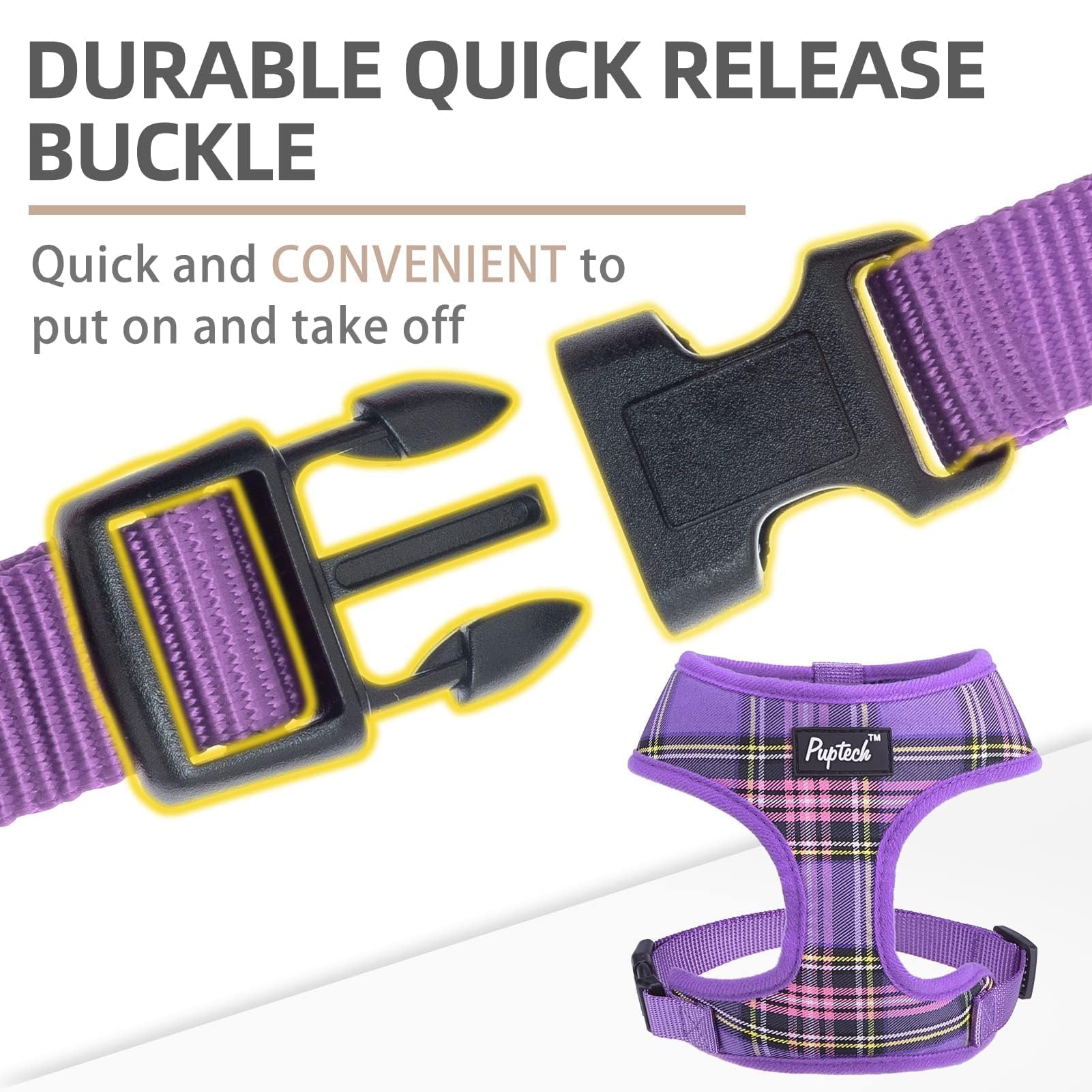 PUPTECK quick-release buckle close-up for easy fitting