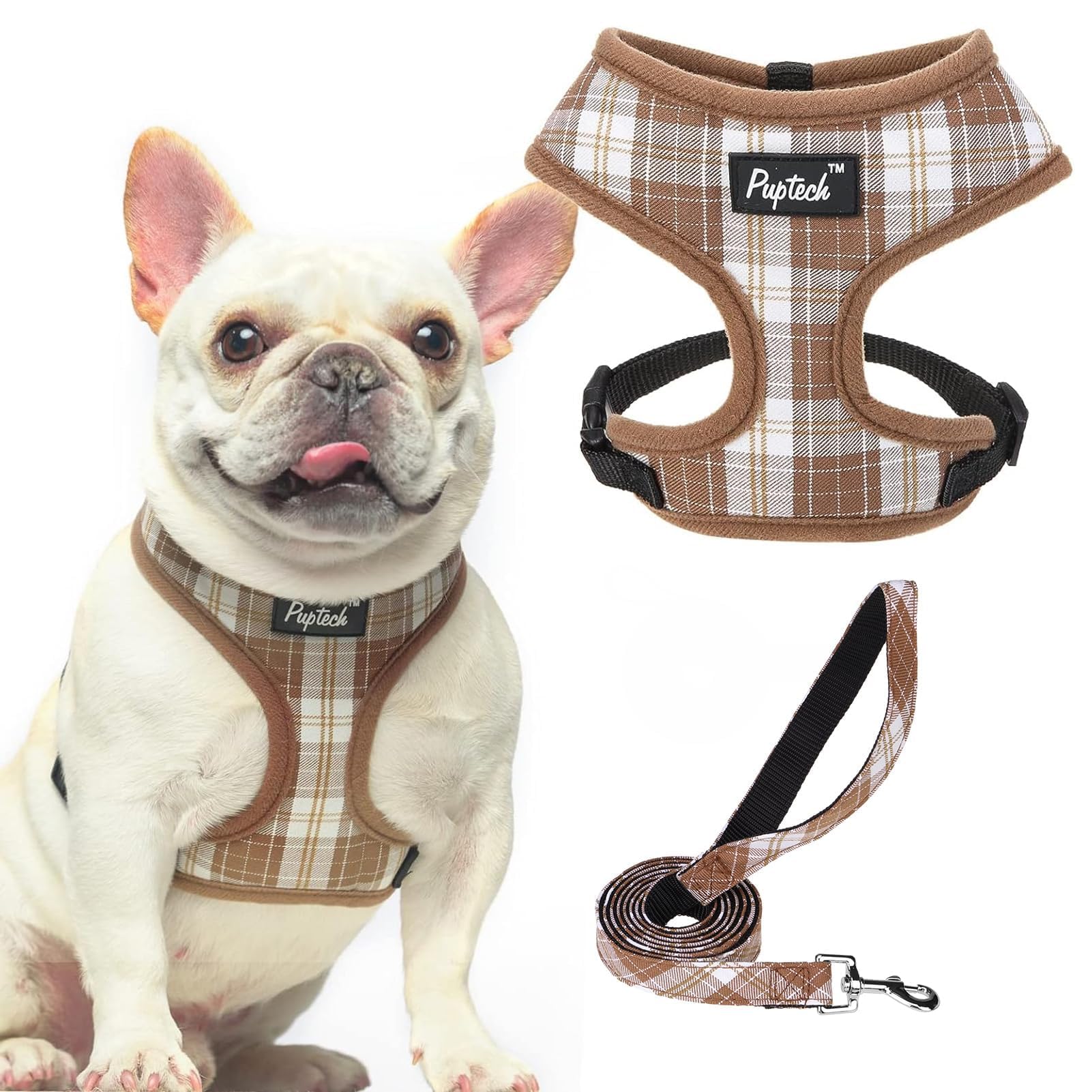 PUPTECK soft mesh harness closeup highlights breathable comfort for all-day walking.