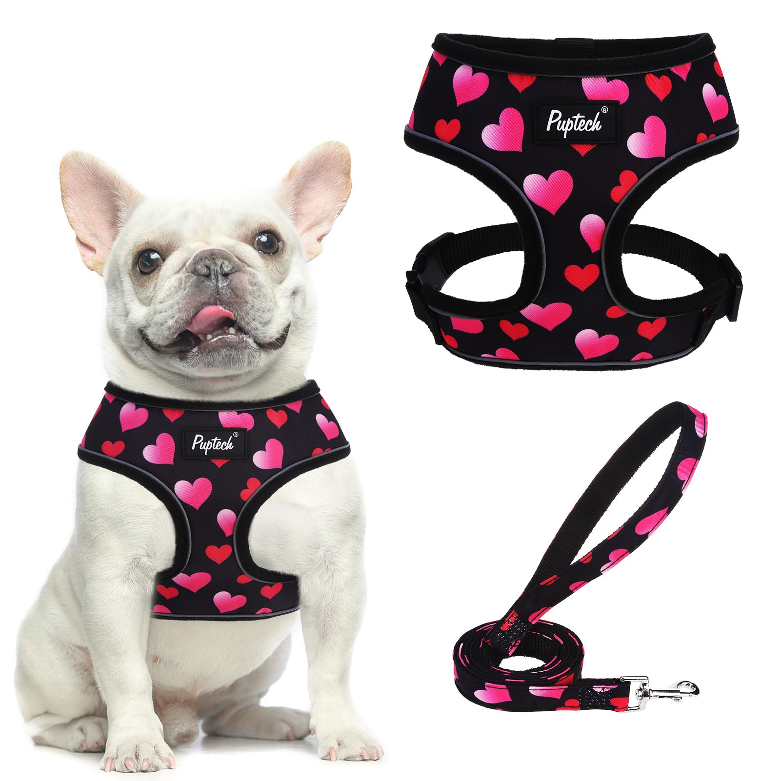 PUPTECK soft mesh harness front view emphasizes breathable comfort for daily walks
