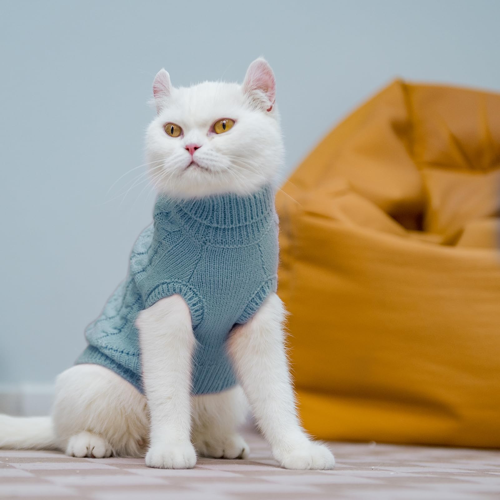PUPTECK winter cat sweater coat classic twisted pattern knit style