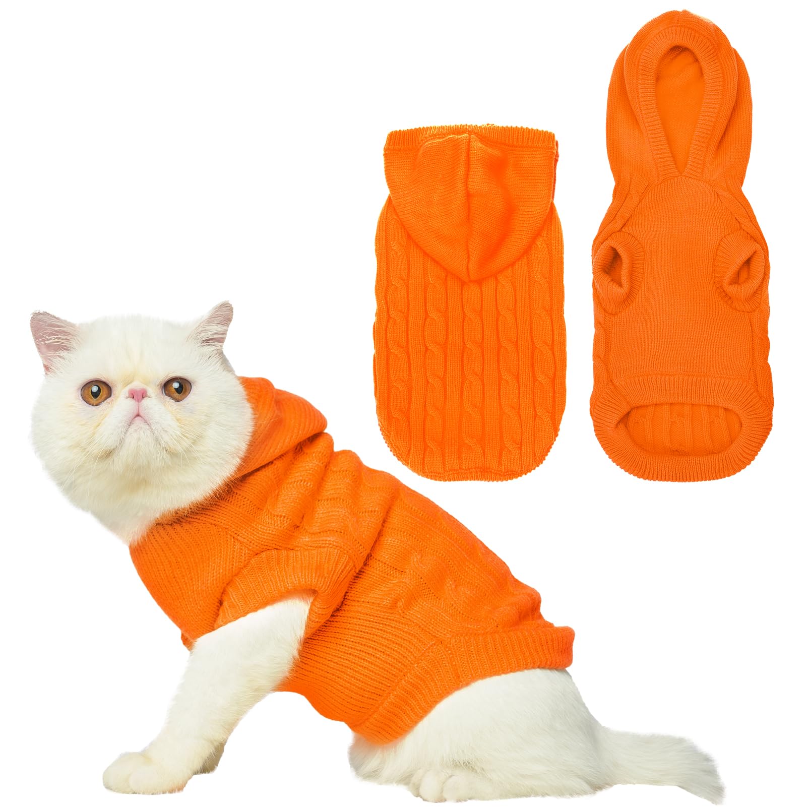 PUPTECK winter sweater orange front view provides outdoor warmth.