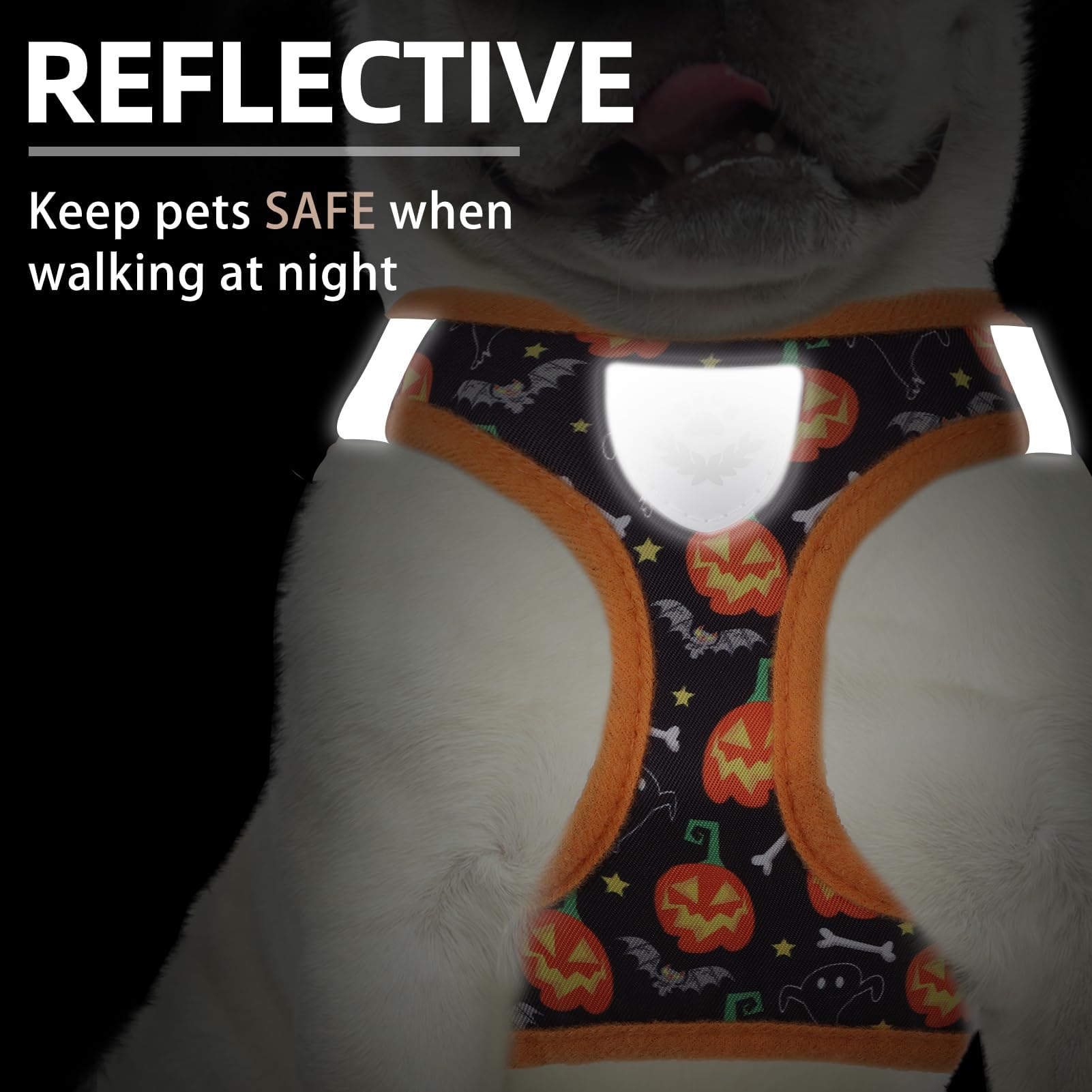 PUPTECK reflective plaid pattern harness improves safety at night