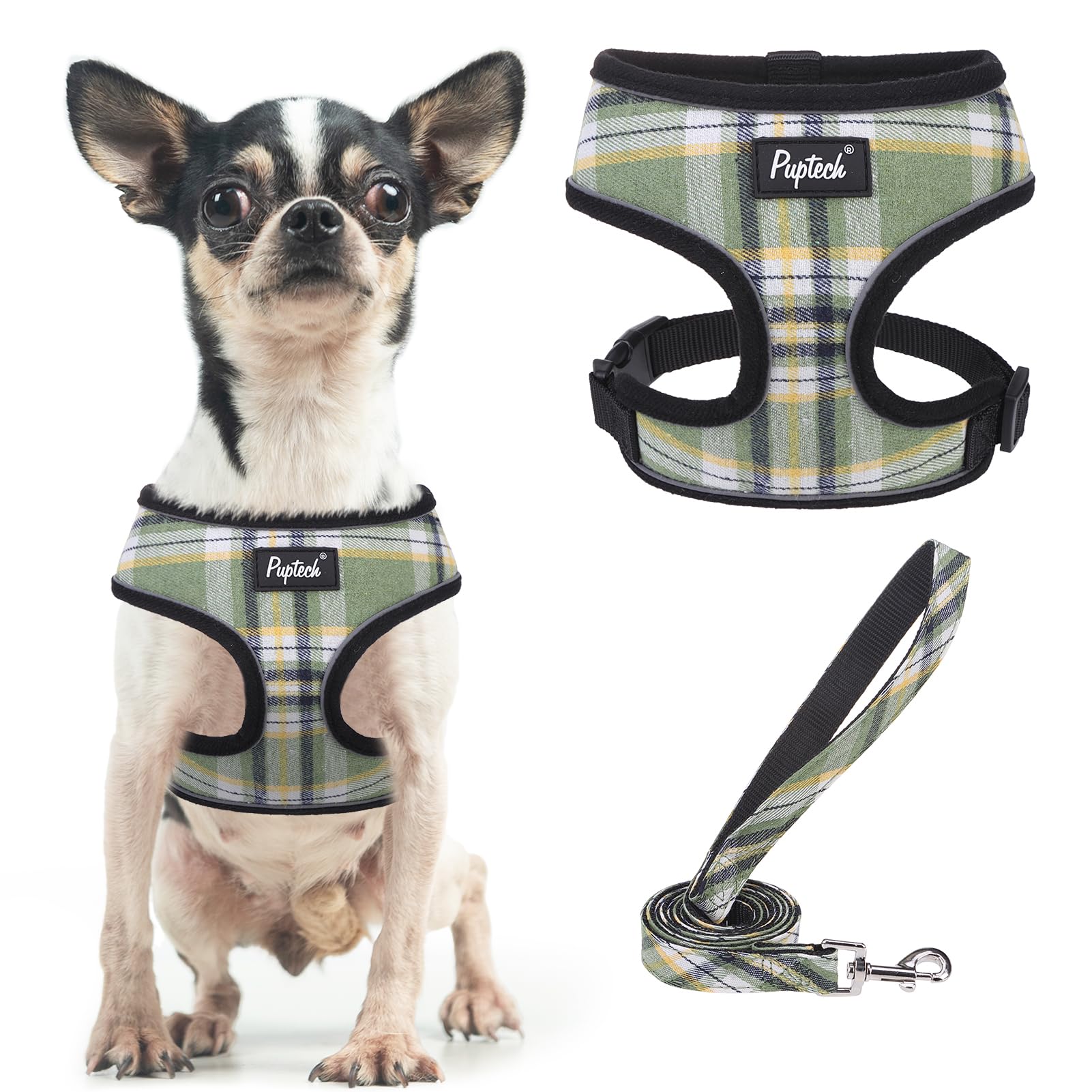 PUPTECK soft-mesh harness front view for lightweight daily-walk comfort
