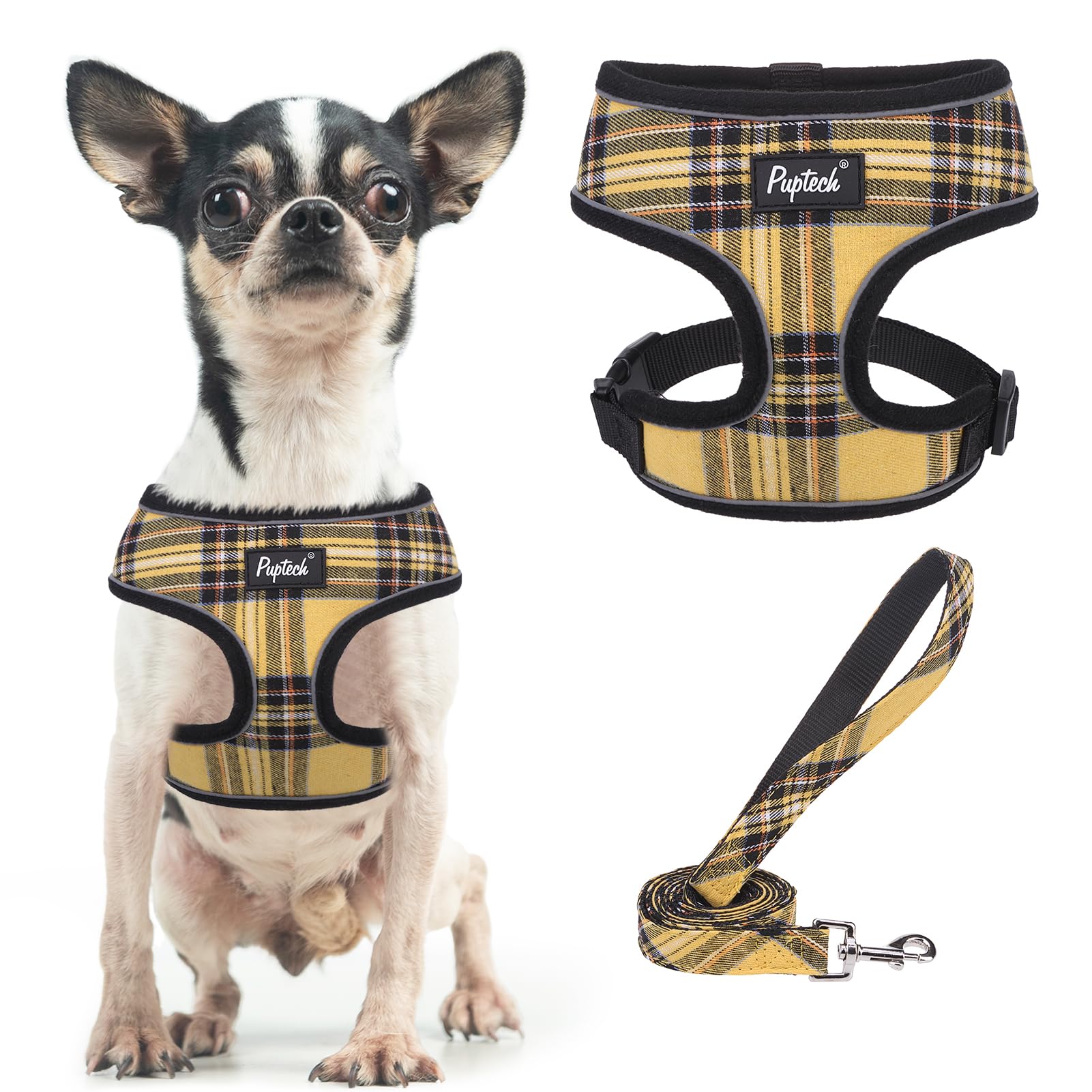 PUPTECK arnés malla suave amarillo XS para paseos ligeros y cómodos.