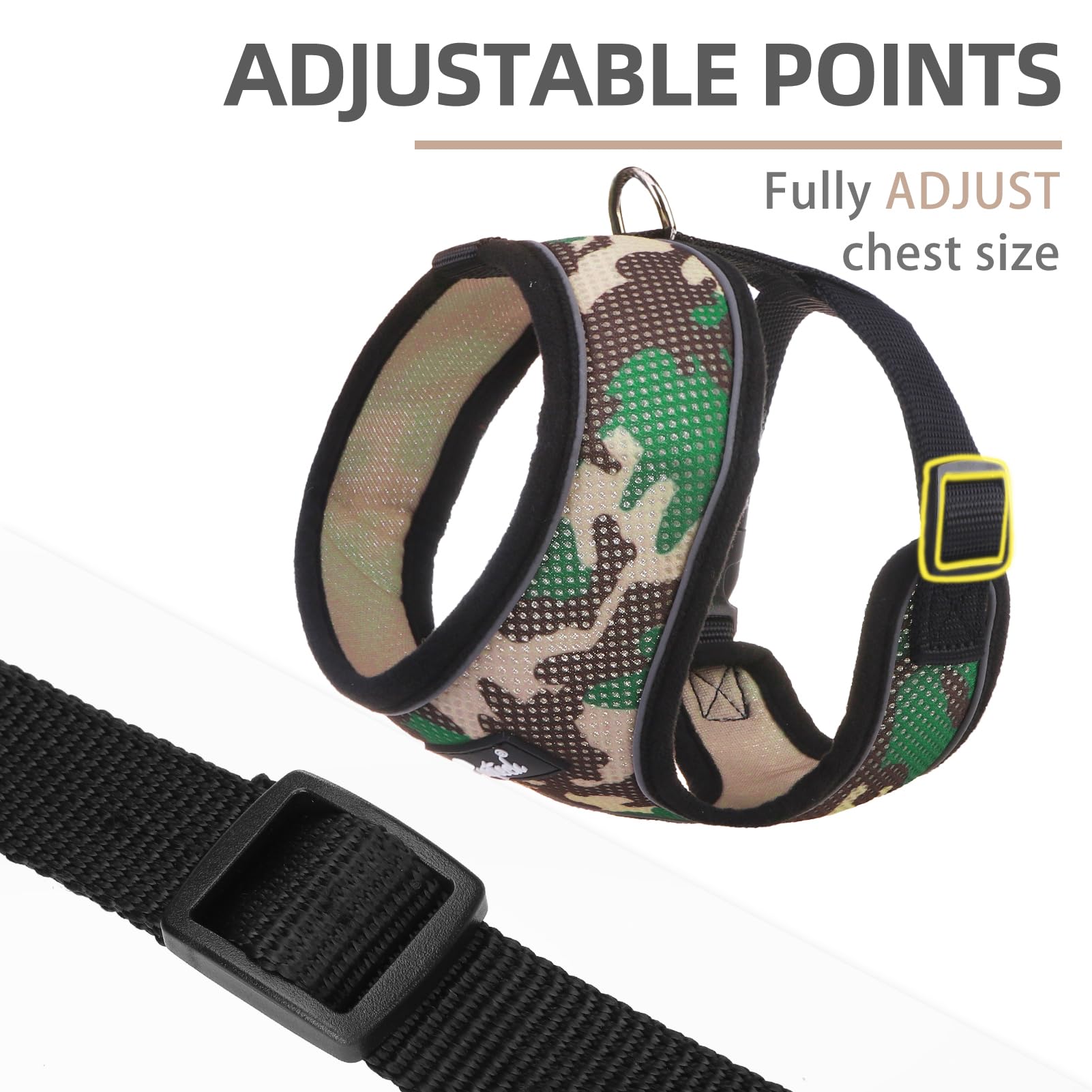 PUPTECK leash attachment with sturdy D-ring ensures secure control during walks.