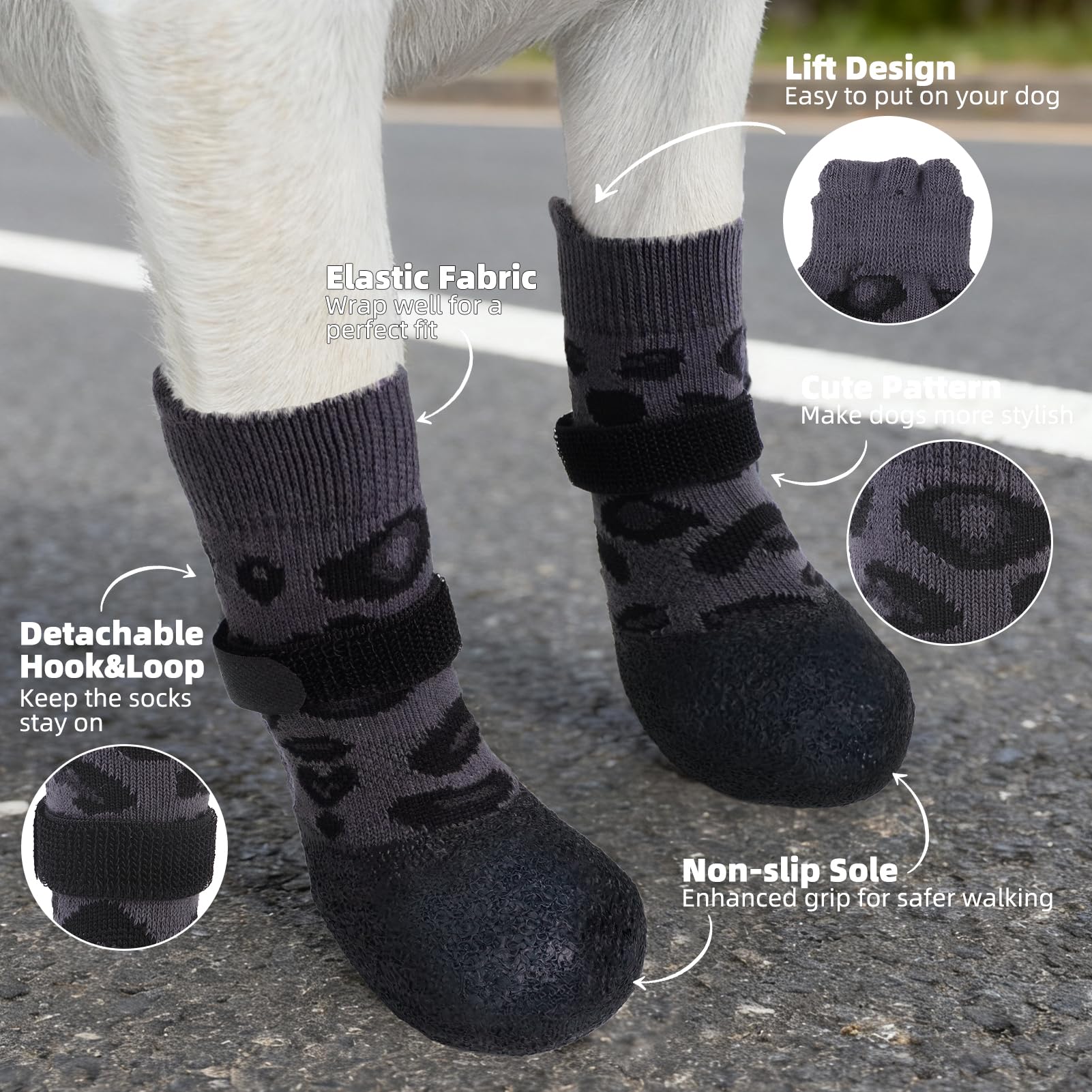 PUPTECK Leopard dog shoes with waterproof soles keep paws dry on wet surfaces.