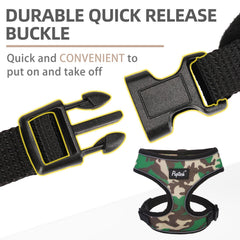 PUPTECK padded edges harness provides gentle softness at neck and chest.