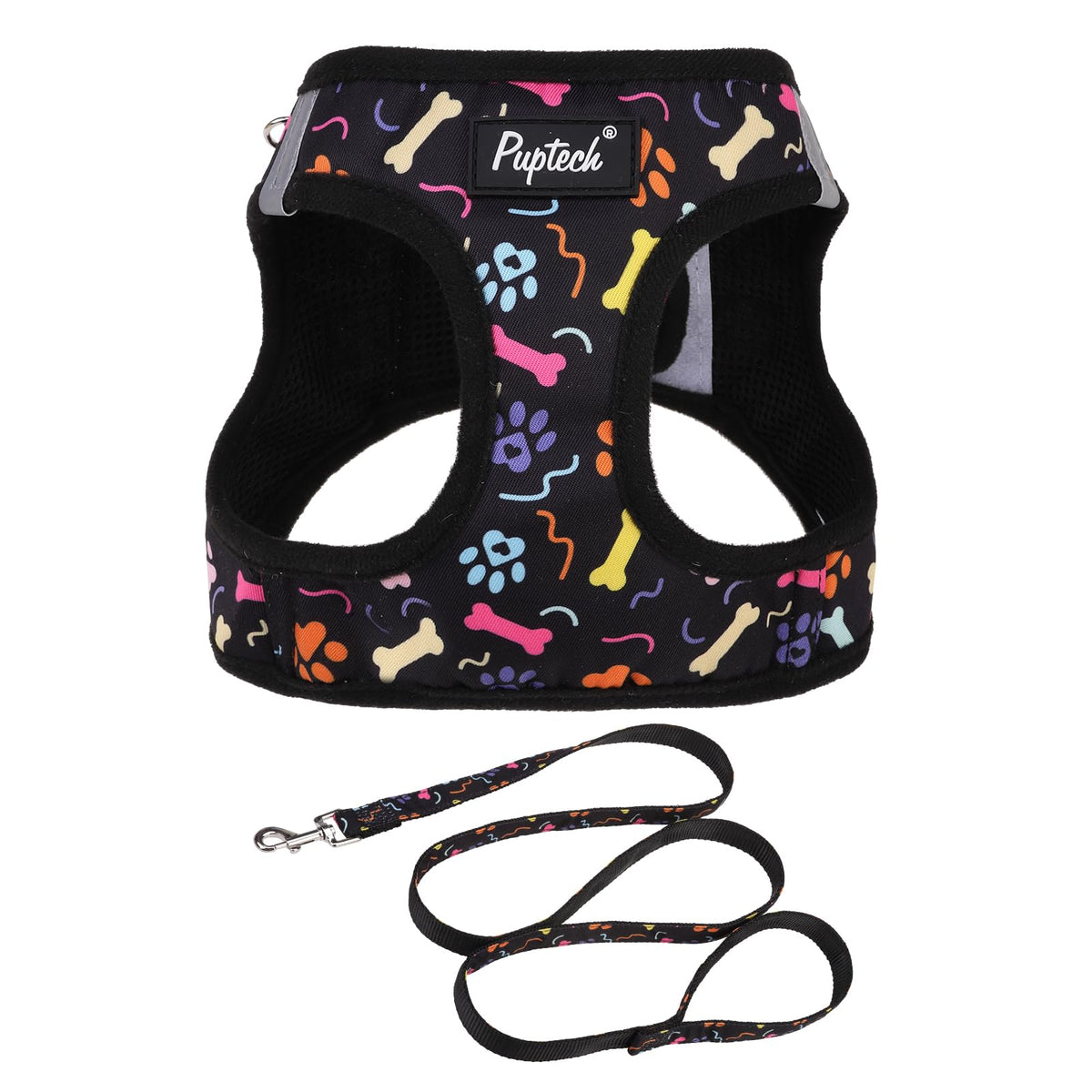 PUPTECK step-in harness in soft mesh for breathable comfort on walks.